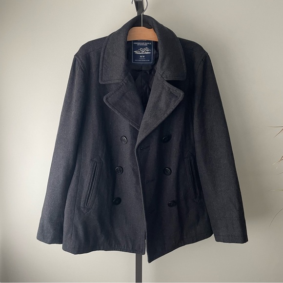 American Eagle Outfitters Black Pea Coat - Picture 7 of 9